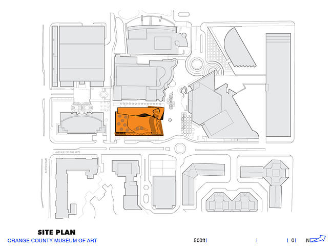 OCMA Site Plan. Image courtesy Morphosis Architects.