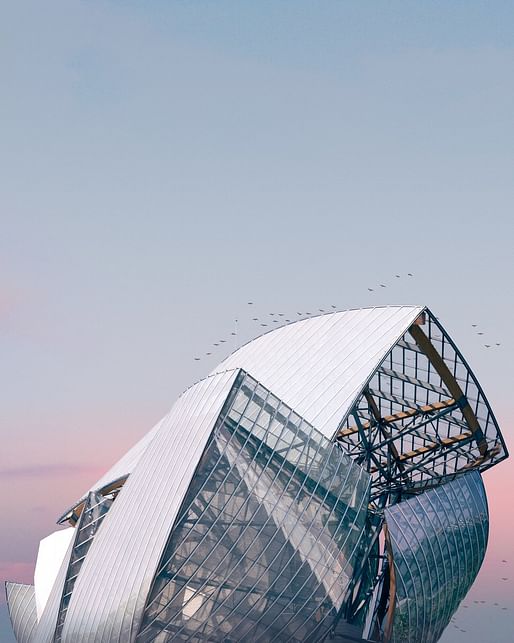 #MyFLV contest finalist image of Frank Gehry’s Fondation Louis Vuitton Building, located in Paris, FR. Image: Pierre Châtel-Innocenti.