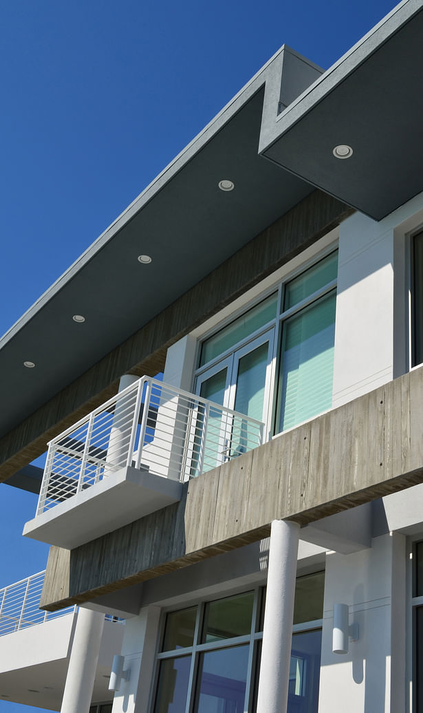 Exposed architectural concrete at rear of home