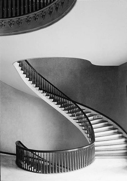 View of the spiral staircase designed by King at the Alabama capitol. Image courtesy of The Library of Congress.