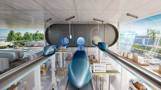 Concept rendering of Virgin Hyperloop's Cargospeed project. Image: Virgin Hyperloop.