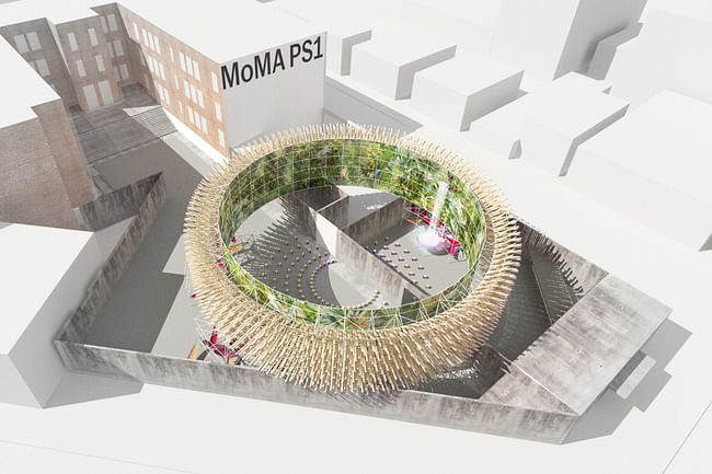 Rendering of Hórama Rama by Pedro & Juana, winner of the 2019 Young Architects Program. Ana Paula Ruiz Galindo & Mecky Reuss. Mexico City, Mexico.