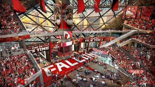 A rendering of the planned new Falcons stadium. (Georgia World Congress Center Authority via The Atlantic Cities)