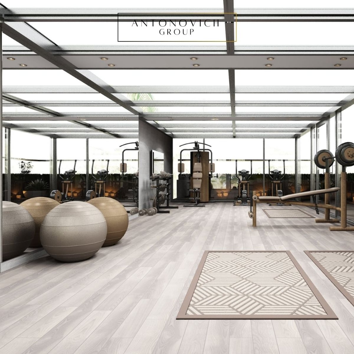 Elevating Fitness: Antonovich Group's Spacious Gym Interior Design ...