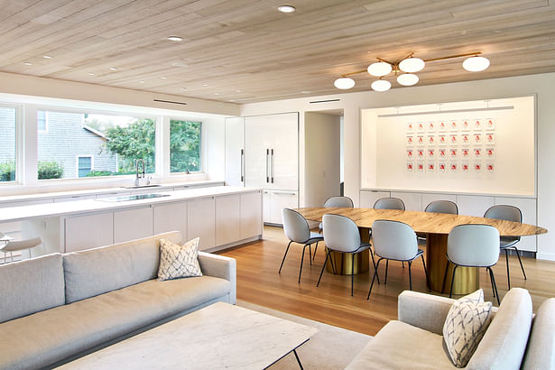 Cedar Ceilings Provide a Warm Balance to the Bright, White Interiors