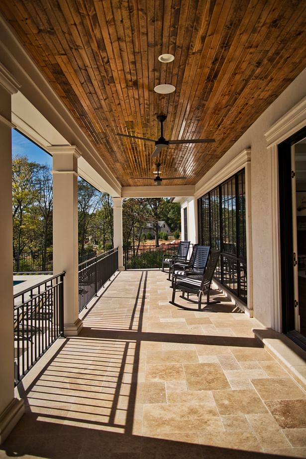 Covered veranda with outdoor tile