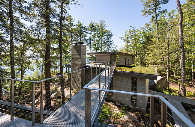 Elevated Camp (exterior) in New England by Murdough Design; Photo- Chuck Choi