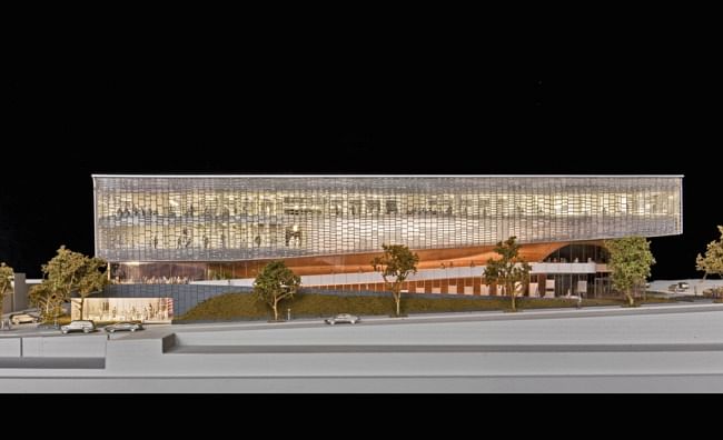 A rendering of a conceptual design for the National Veterans Resource Center by SHoP Architects