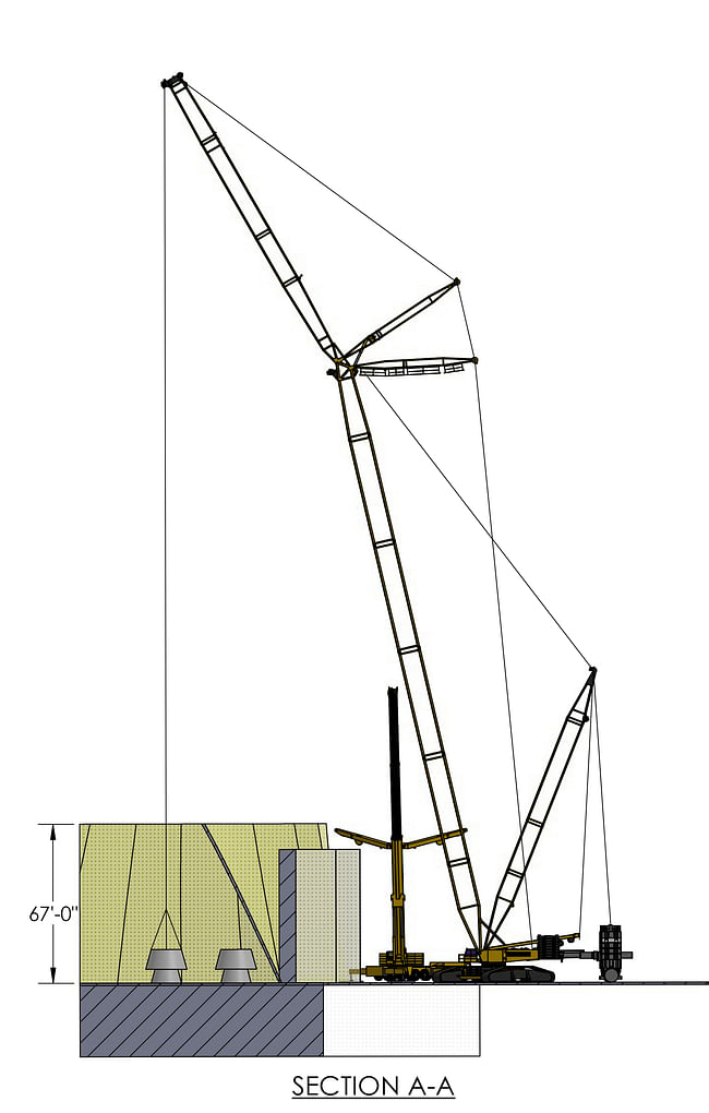 Schematic drawing of SRB Aft Skirt Lift. Image credit: California Science Center