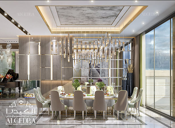 Dining room in modern villa