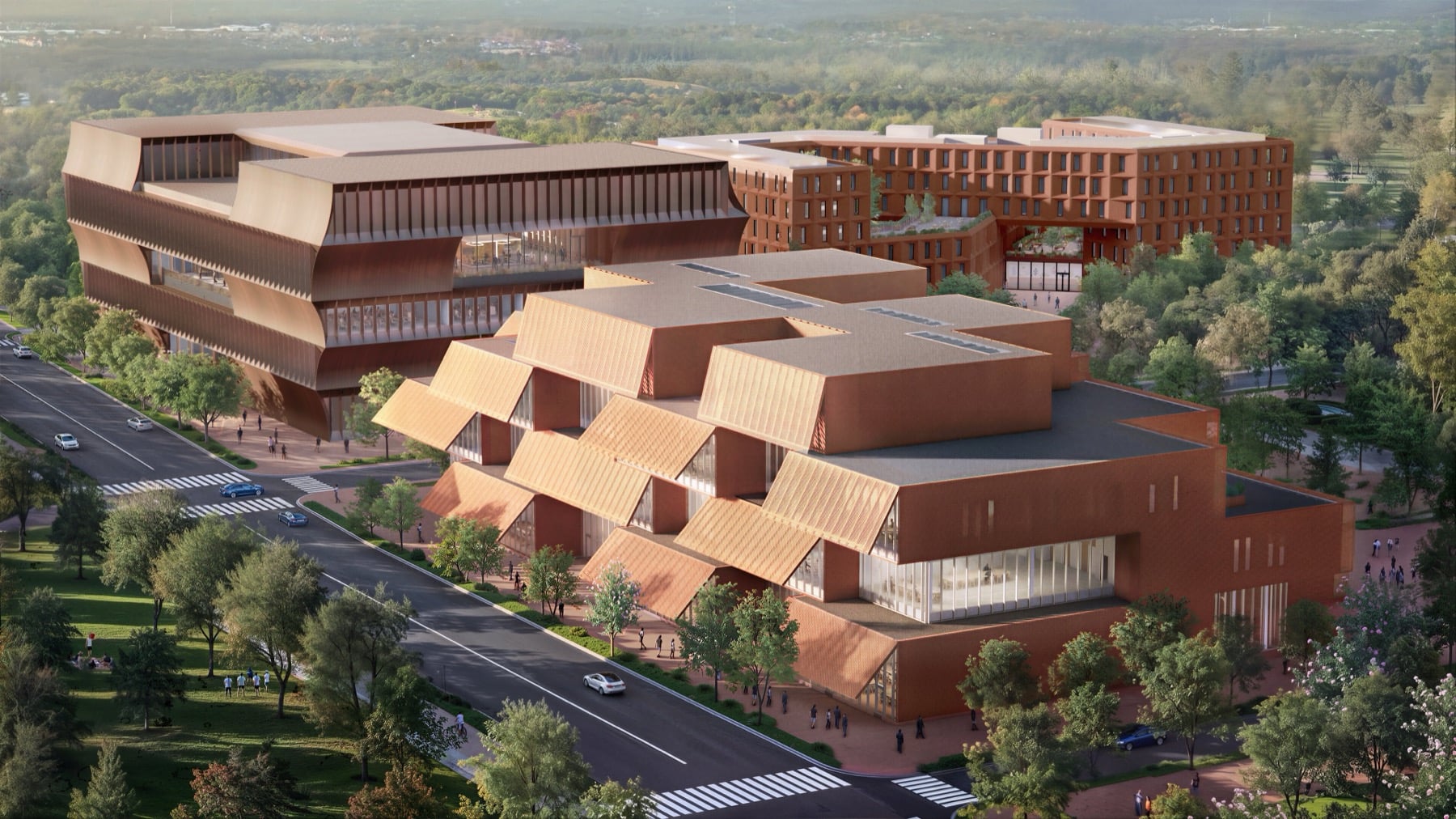 BIG and Polk Stanley Wilcox design Bentonville Institute of Technology behind sloping facades