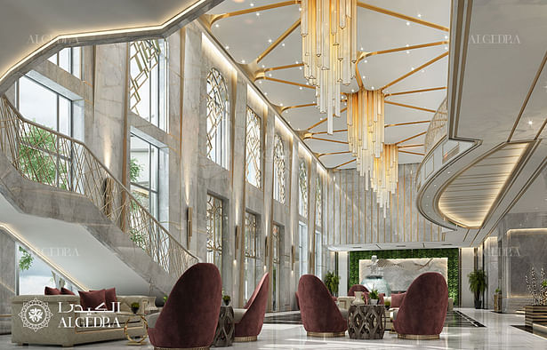Luxury hotel lobby lounge design