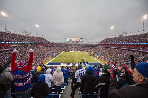 Highmark Stadium, the home of the NFL's Buffalo Bills. Image: Dan Schoedel, Idibri / <a href="https://commons.wikimedia.org/wiki/File:Ralph_Wilson_Stadium_(NFL_Buffalo_Bills)_-_Orchard_Park,_NY.jpg">Wikimedia Commons</a>