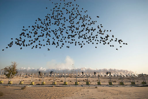 The work 'Black Ceremony' by artist Cai Guo-Qiang in Doha Qatar, December 5, 2011. 