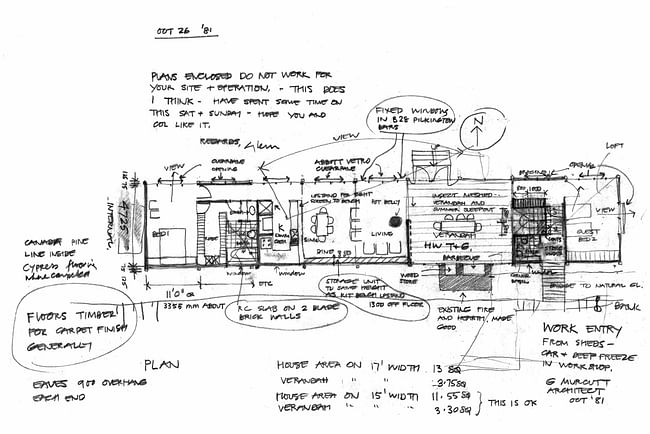 Glenn Murcutt's Frederick White House Sketches. Courtesy Architecture Foundation Australia