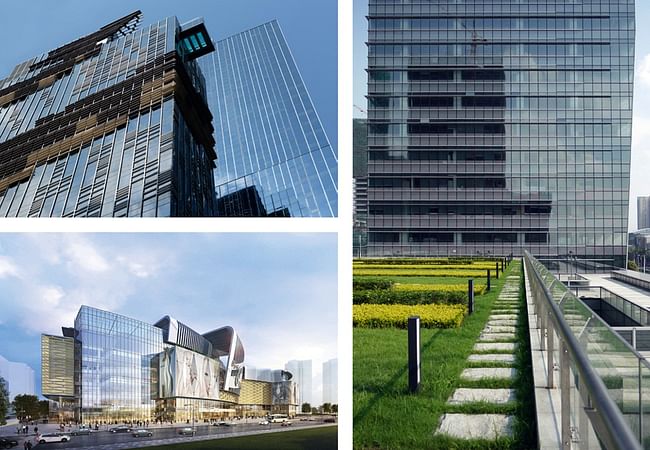 Top left: Hotel Indigo Hong Kong Island; Bottom left: Olympia 66; Right: One AIA Financial Center