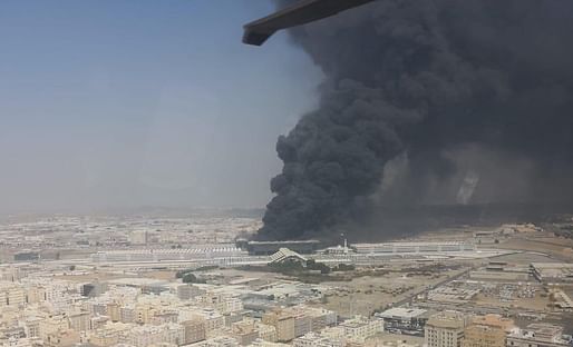 View of the fire that engulfed the Suleimaniyah station in Jeddah. Image courtesy of Makkah Government.