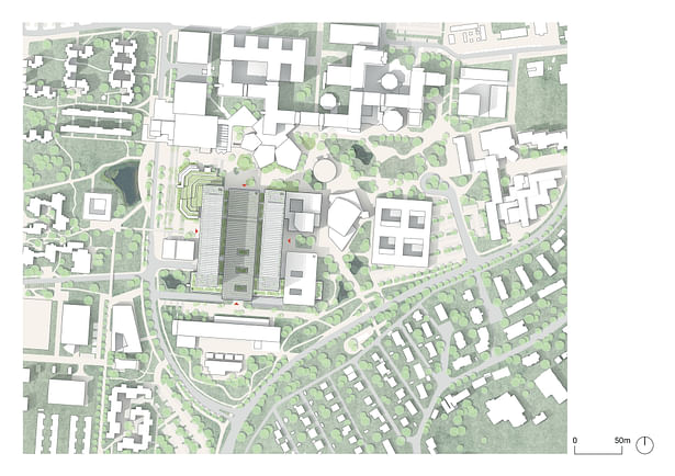 Site plan, original scale 1:500 © HENN