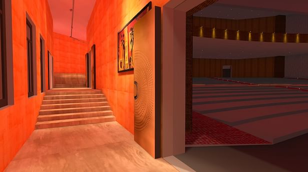 Auditorium Lighting Design - Seating Area and Corridors - Lighting Scene 1 