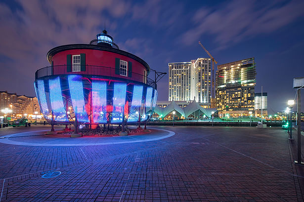 Lightwave with Pier V pavilion in Background - Night 