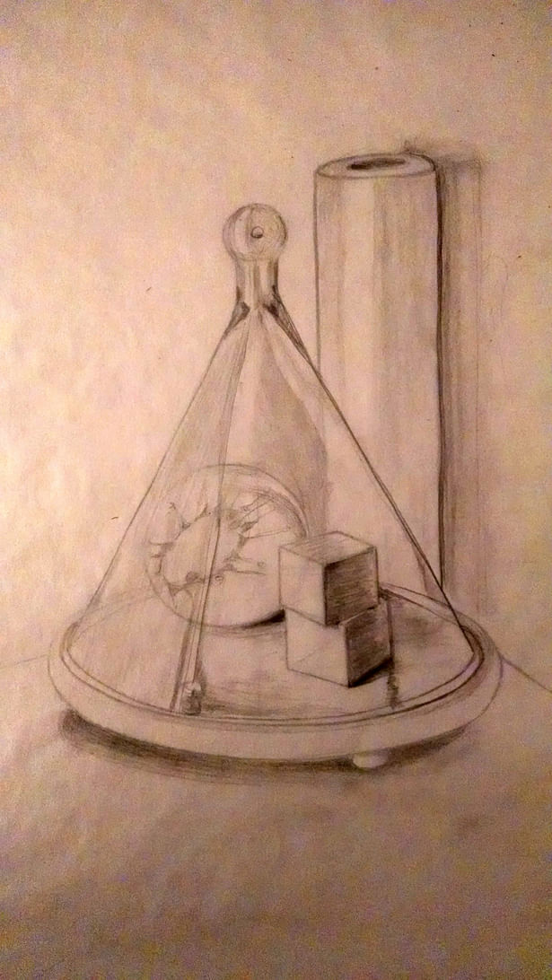 Freehand, Glass Still Life, Pencil on Paper
