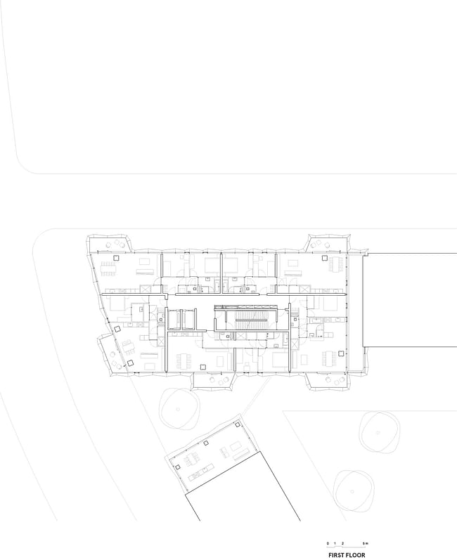E' Tower First floor plan. Image: Wiel Arets Architects