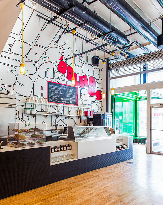 Graphics and interior design for Coolhaus Ice Cream's second location in Pasadena, CA. Image via Design, Bitches firm profile page.