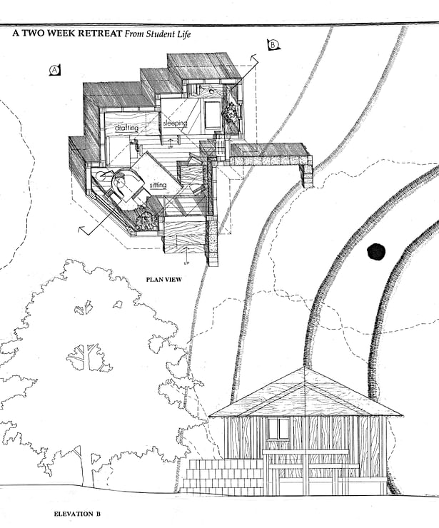 Two Week Temporary Retreat-Plan & Elevation