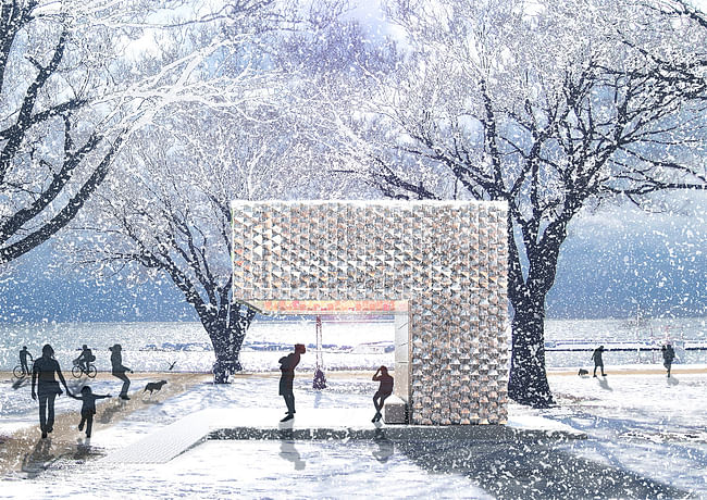 'Metal Maple by LATITUDE for the Chicago Lakefront Kiosk competition. Image © LATITUDE.