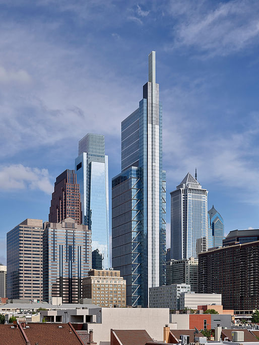 Comcast Technology Center in Philadelphia, PA, designed by Foster + Partners. Photo: Jeffrey Totaro