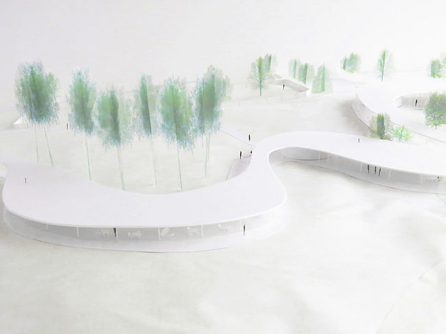 Close up of model view of The River. Image courtesy of Grace Farms and SANAA