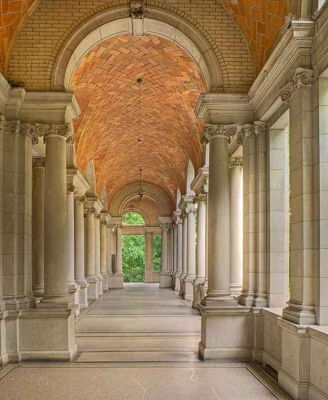 The Prospect Park Tennis Shelter in Brooklyn is an example of how the Gustavino Company offered their design 'suggestions' to the arthitectural firms, who in turn adopted Guastavino designs with few changes. The shelter was designed by the arhitectural firm Helmle and Huberty. Photo © Michael Freeman. Courtesy of the Museum of the City of New York 