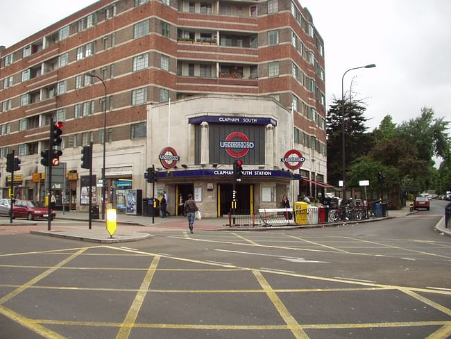 Clapham South Station at street level (image by Bob Walker flickr)