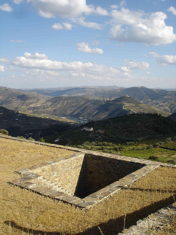 View from above to the river and the valley