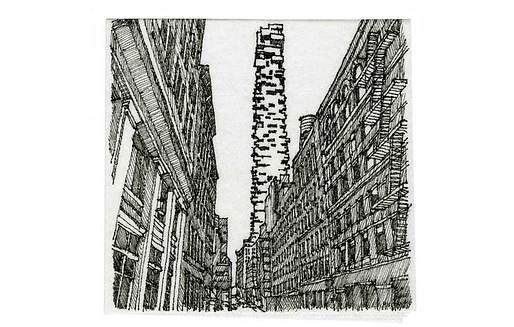 “Napkins of New York II: Corner of Leonard and Hudson Streets” by Kevin Utsey, Clark Nexsen, Charlotte, NC - a winner of the 2018 Cocktail Napkin Sketch Contest. Image via Architectural Record.