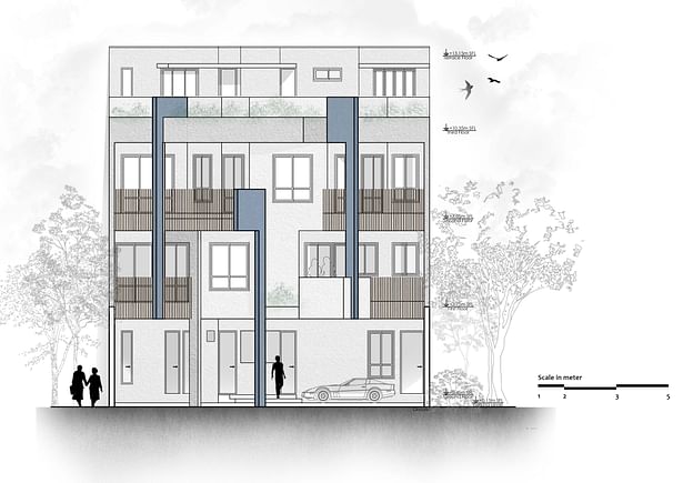 External Elevation Design of a Residence on a plot of 12 m x 15 m