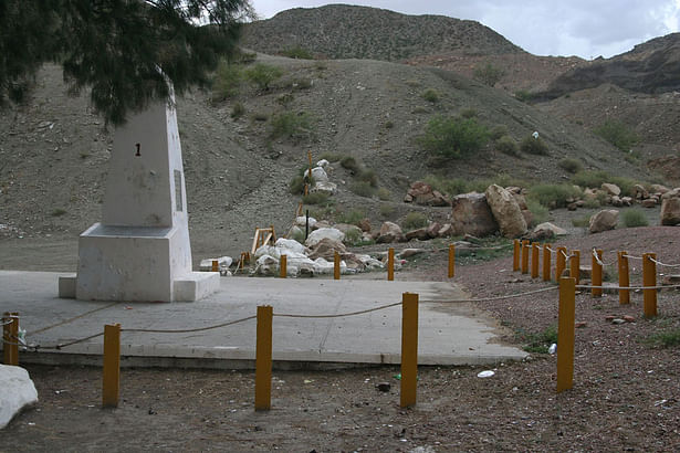 Border marker #1, marks the beginning of the Texas border with Mexico. In the 1800s the border was open and only was marked by concrete obelisks like this one.