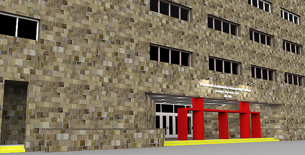 Existing Entrance Facade with Modified Canopy (First Phase for new ADA Ramp)
