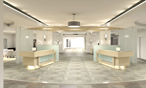 Interior rendering of hotel lobby