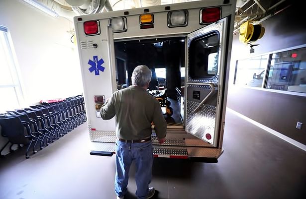 Working EMT Ambulance bay as part of the emergency response training program.