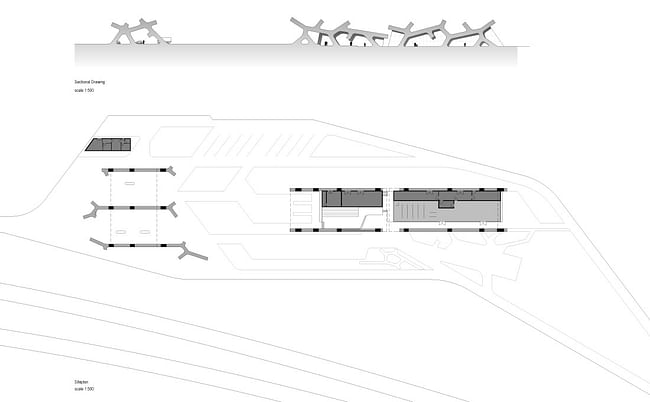 Site plan & section of the Gori Rest Area (Image: J. MAYER H.)