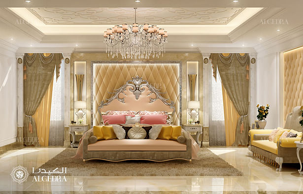 Bedroom sitting area in bedroom of luxury villa