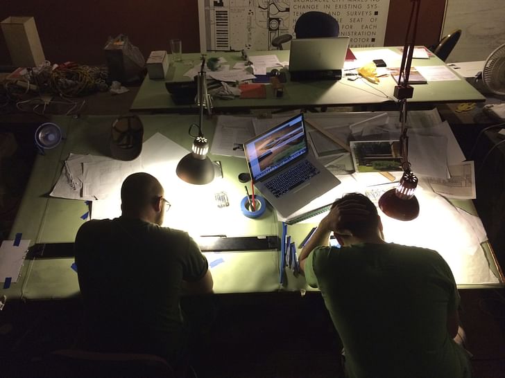 Late night in the Hillside Studio, Taliesin. Photo by Jason Silverman.