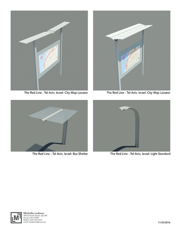 Urban Furniture for The Red Line, Light Rail Transit System in Tel Aviv, Israel