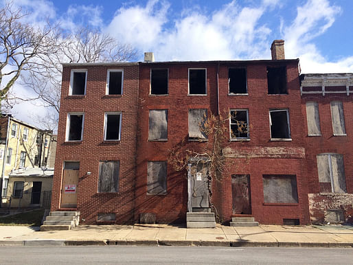 Vacant rowhouses in Baltimore. Photo: Eli Pousson, via Baltimore Heritage/Flickr.