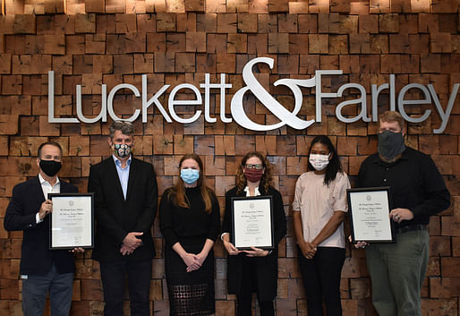 (Left to Right): Aric Andrew, AIA, LEED AP, President and CEO of Luckett & Farley; Nathan Smith, AIA, Design Director; Megan Bradford, Senior Designer; Dana Zausch, AIA, LEED AP, Senior Architect; Meredith Benz, Senior Designer; Paul Sirek, AIA, LEED AP.