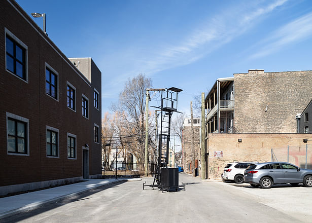 The "Unmonument” installation consists of a matte black, steel industrial lift and made its New York debut on Aug. 8 at the Weeksville Heritage Center in Brooklyn, New York. Credit: Tobi Abawonse Photography. All Rights Reserved.