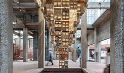 400 hanging mushroom bricks used in Studio Link-Arc’s Shenzhen Biennale installation