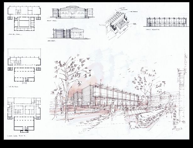 Floor Plans, Elevations and perspective of the new addition.