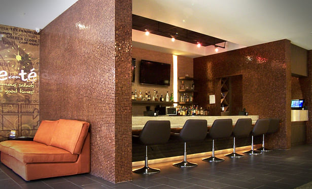 Main bar area. Modern, contemporary, sleek, architecture, design.